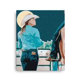 Moonlit Companions – Cowgirl Canvas Print