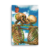 Til Death – Skeletons Kissing Under a Blue Sky Canvas Print